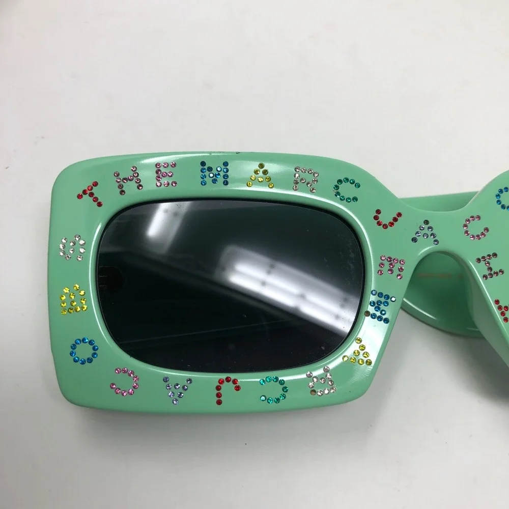 Marc Jacobs 488/S Sunglasses Green Hard‎ Case Rhinestone Logo Retro